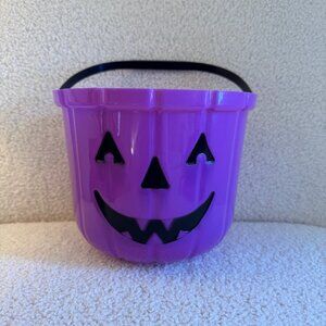 Purple Plastic Halloween Pumpkin Trick or Treat Candy Bucket